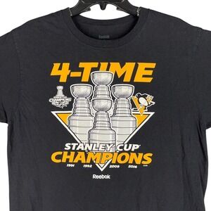 Pittsburgh Penguins Shirt Mens Large Reebok Stanley Cup Casual Short-sleeve Tee